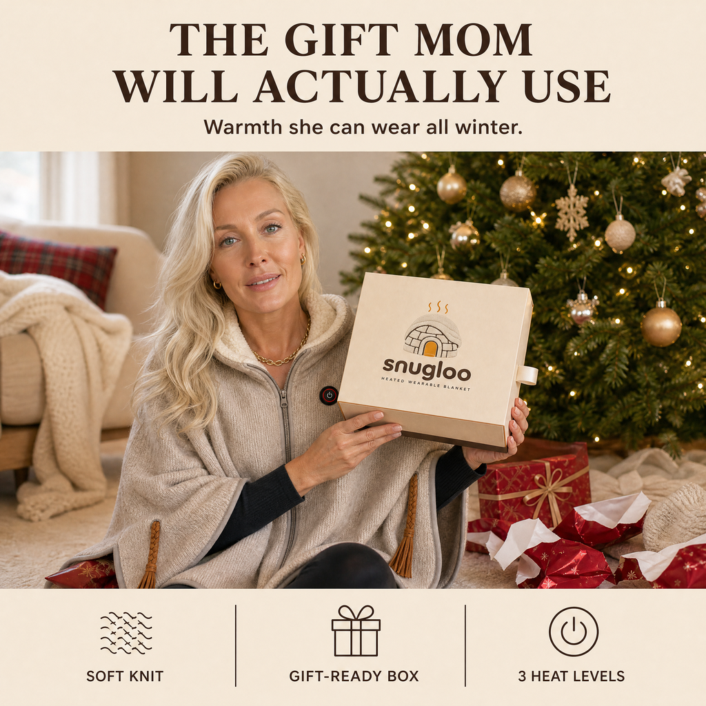 The gift mom will actually use: Snugloo gift box by the Christmas tree