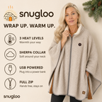 Snugloo heated wearable blanket: 3 heat levels, sherpa collar, USB powered, full zip