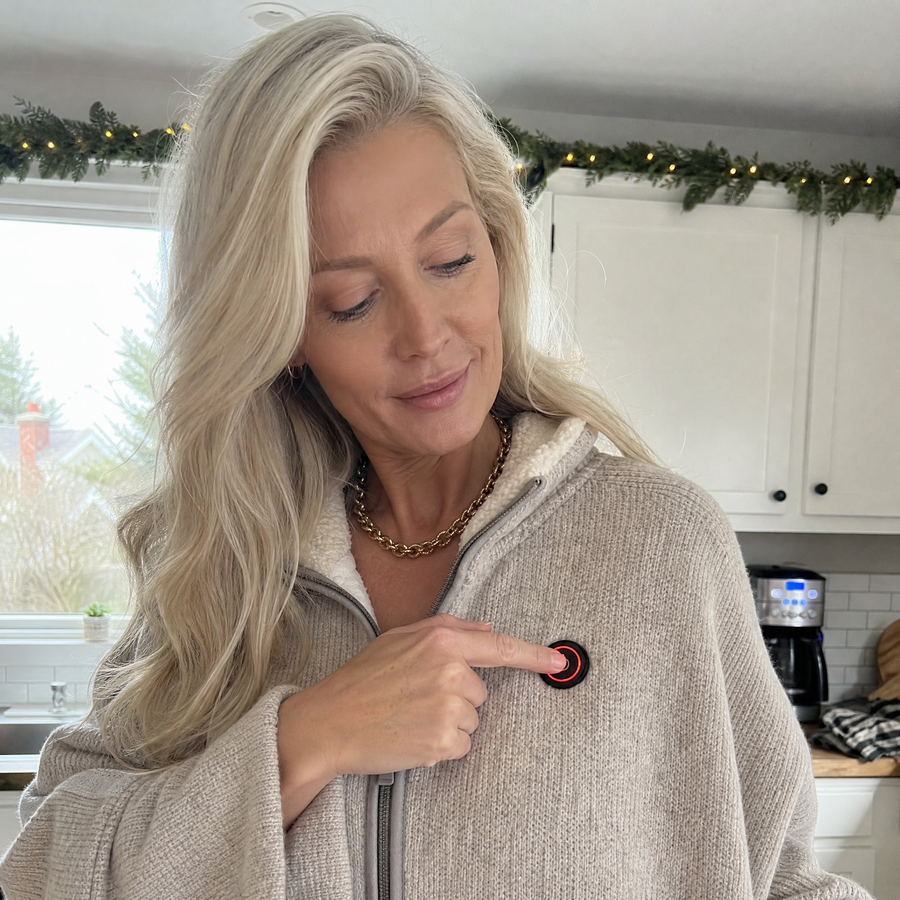 Pressing the heat button on the chest